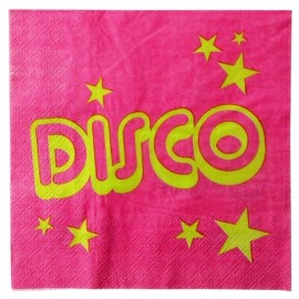 Serviette de table disco fuchsia papier les 10