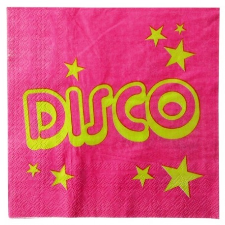 Serviette de table disco fuchsia papier les 10