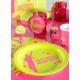 Assiette carton disco vert anis fuchsia 22.5 cm les 10