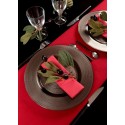 Chemin de Table Floqué Rouge Intissé Velours Chic