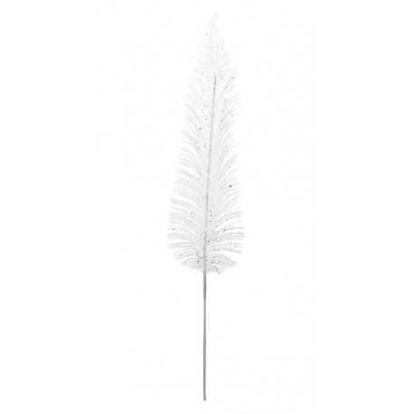 Feuille Palme Pailletee Blanche Deco Festive 92 cm