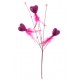 Piquet Coeurs Pailletes Fuschia avec Plumes Perles 48 cm