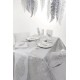 Chemin de table plume argent pailleté intissé blanc 5 M