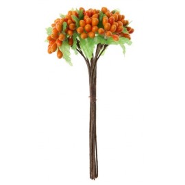 Baies Orange Avec Feuilles en Bouquet sur Tige les 12