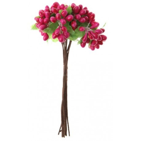 Baies fuchsia en bouquet sur tige les 12